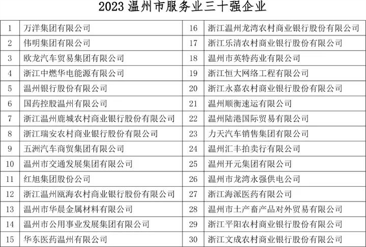 2023温州市综合百强企业出炉！恭喜协会3家企业上榜